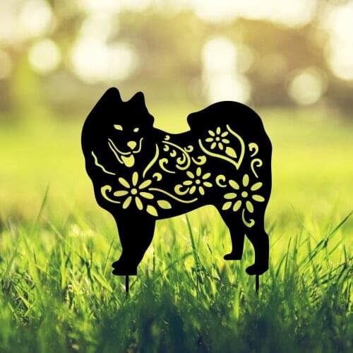 Art Outdoor Kitten Metal Statue Peg 2D dog Figure Ground Insert Decor For Yard Decor Gift Manor Lawn Black Garden Decoration