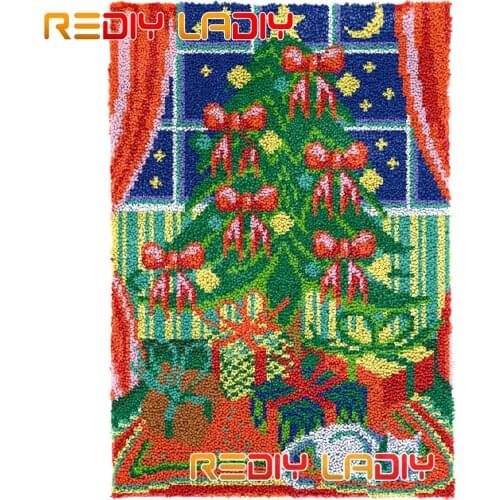 Latch Hook Rug Merry Christmas Plush Wall Hangings DIY Carpet Rug Chunky Yarn Arts Cushion Crocheted Floor Mat Hobby & Crafts