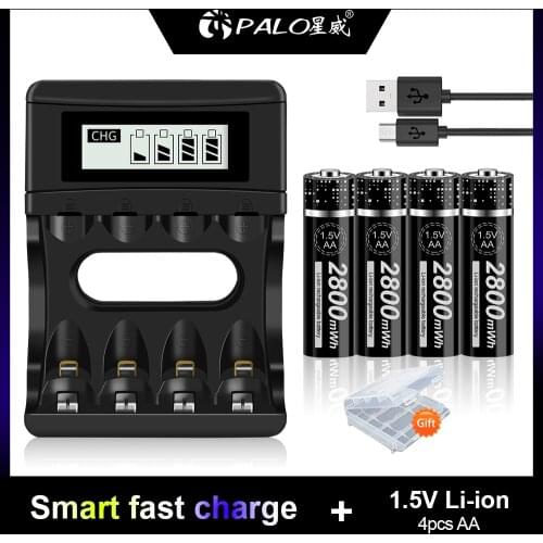 AA 1.5v Battery Li-ion Lithium Rechargeable Battery AA with LCD Battery Charger for aa aaa 1.5v Lihitum Rechargeable Battery