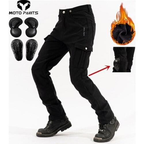 Autumn and winter motorcycle riding pants mens windproof and warm plus velvet motorcycle pants fall-resistant rider pants men