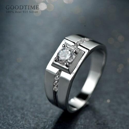 Noble Man Ring Jewelry 100% 925 Sterling Silver Engagement Ring S925 Stamp Zirconia Wedding Rings For Men Groom Ring Large Size