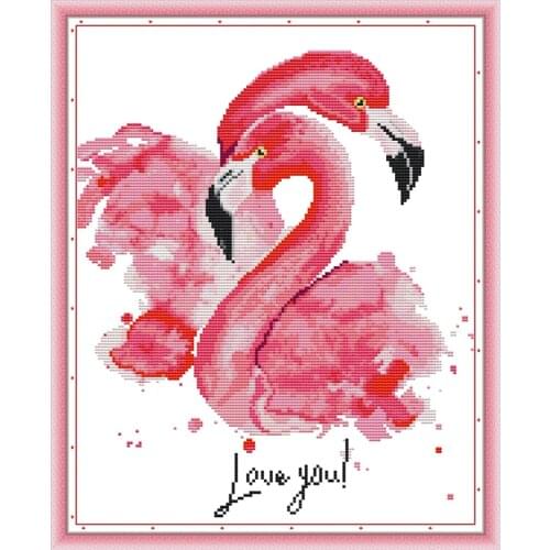 Joy Sunday Stamped Cross Stitch Kits Flamingo Dance Patterns 14ct 11ct Count Printed Needlework Thread Embroidery Handmade Sets