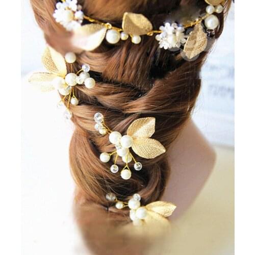 Elegant Greek Pearl Bridal Jewelry Sets Wedding Hair Accessories Leaf Crystal Gold Metal Headpiece Headband Tiaras Clip Earrings