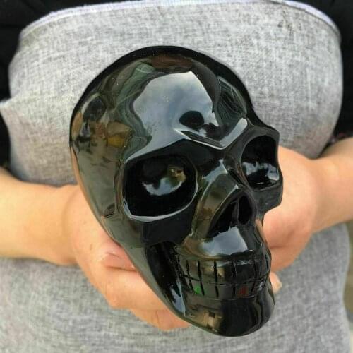 Natural obsidian quartz skull hand carved crystal Halloween Gift 1PC