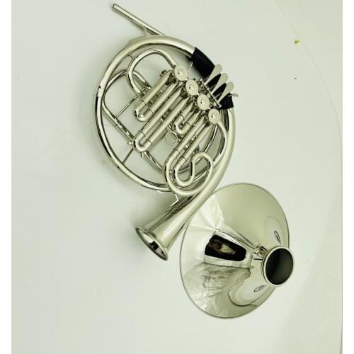 New Arrival French horn 4-key Double Row B/F Nickel plated Musical instrument with accessories Free shipping