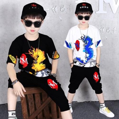 4-14 Years Summer Boy Clothing Set 2021 New Fashion Casual Active T-shirt+ Pant Kid Children Boy Teenager Clothing