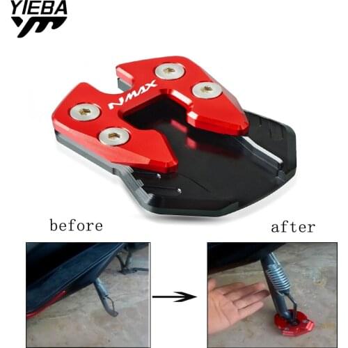 Motorcycle N-MAX Side Stand Enlarger Kickstand Foot Support Plate Pad For YAMAHA NMAX 125 155 2015 2016 2017 2018 2019 WIth logo