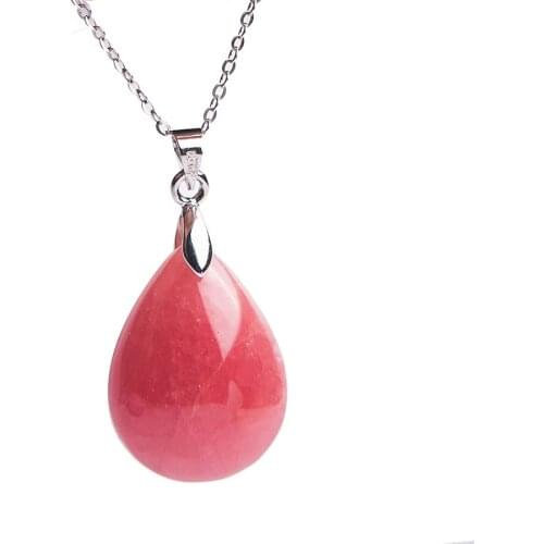 Drop Shipping Lady Woman Fashion Natural Stone Pendant AAAA Water Drop Crystal Bead Natural Ice Rhodochrosite Pendant 26x19x7mm