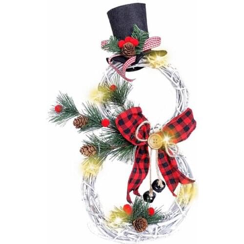 Christmas Rattan Wreath Lights Decorations Christmas Tree Hanging Pendant Window Props Family Decoration Newest