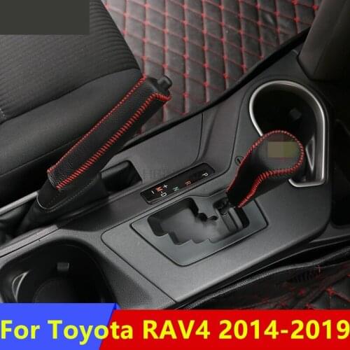 For Toyota RAV4 2014-2019 top quality Universal Manual Leather Shifter Shift Knob Cover Stitch Shifter Lever car styling