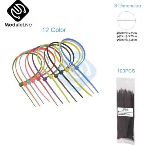100PCS/1Set 2.5mm*100mm /150mm /200mm Self-locking Nylon Ties Cable 12 Color Plastic Zip Tie Wire binding Wrap Straps New