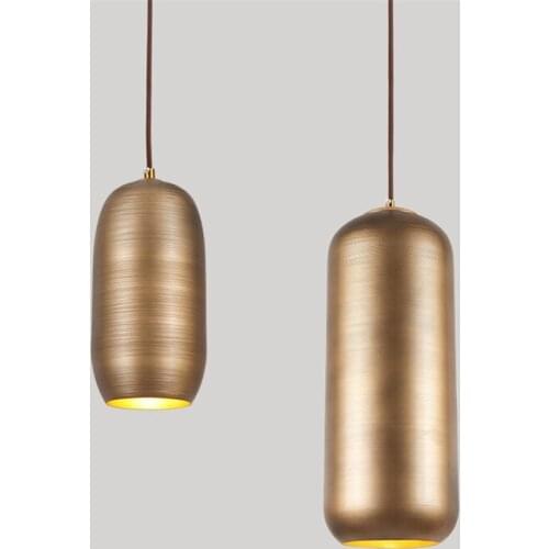 Nordic bronze gold tube pendant lights design bedroom bedside bar dining room lamps modern living room corridor hanging fixtures