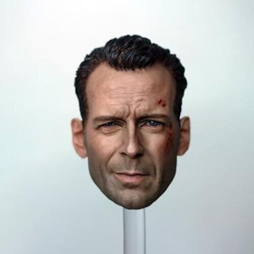 1/6 Scale Bruce Willis Head Sculpt Male Man Old Boy Caving War Damage Version Model Short Hair Headplay for 12" Action Figure