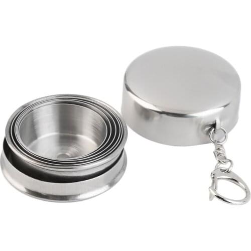 60ml Stainless Steel Telescopic Cup Portable Outdoor Travel Cup Camping Folding Collapsible Cup Water Glass Home Accessories