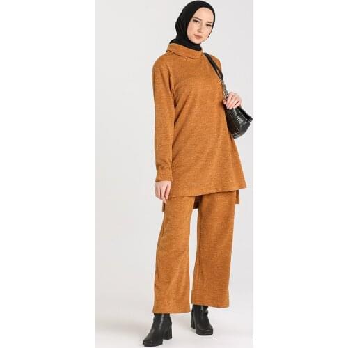 Minahill Knitwear Neck Tunic Trousers Double Suit 1146-03 Mustard 1146-03