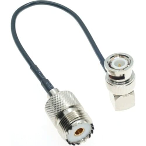 UHF Female SO239 Jack To BNC Male Right Angle Jumper Coaxial RG174 Extension Cable Pigtail
