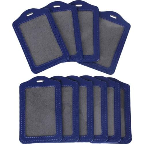 Vertical One Side Clear Window ID Card Name Tag Badge Holder Pack of 10 (Blue )