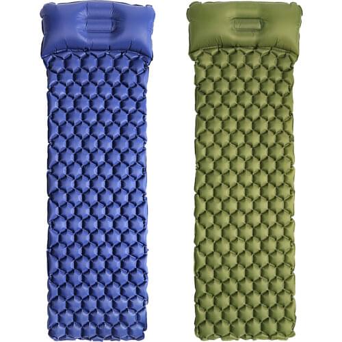 Moisture-proof Outdoor Sleeping Pad Camping Inflatable Mattress With Pillow Travel Mat Folding Bed Ultralight Air Cushion Hiking
