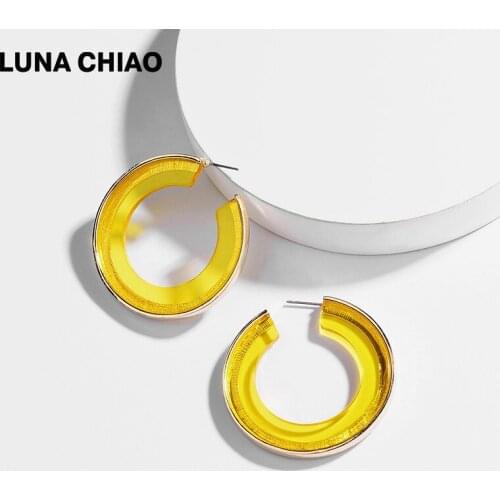 LUNA CHIAO New Design Round Acrylic Hoop Earrings Transparent Clear Lucite Earring Hoops for Women
