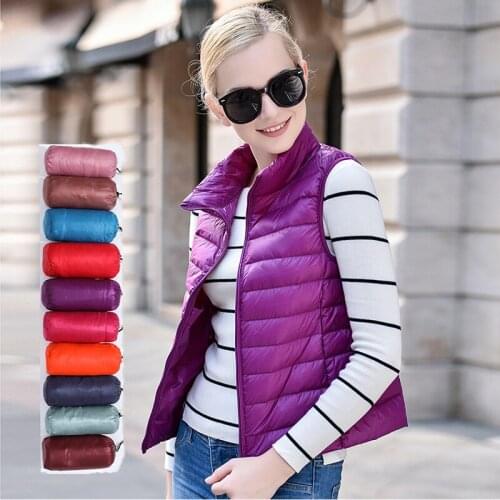 2020 Winter Vest Female Womens Plus Size 4XL Sleeveless Jacket Warm Waistcoat Autumn Lightweight White Duck Down Vests Women