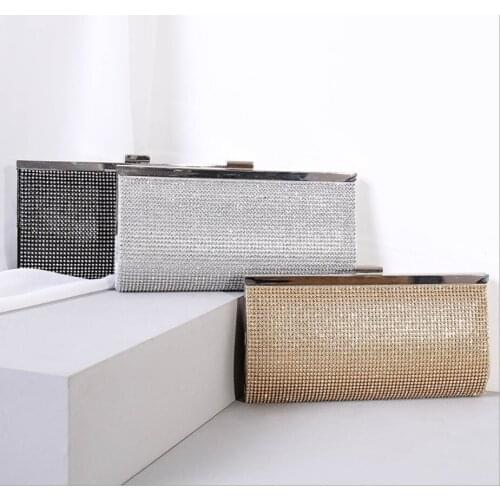 Female gold/black/silver Clutch purse Evening Bags Wedding Cocktail Crystal Purses and Handbags Bridal Minaudiere messenger Bag