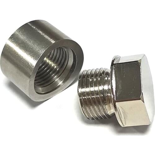 O2 Oxygen Sensor Stepped Mounting Boss And Plugs 2 Bungs/2 Plugs M18 X 1.5 New