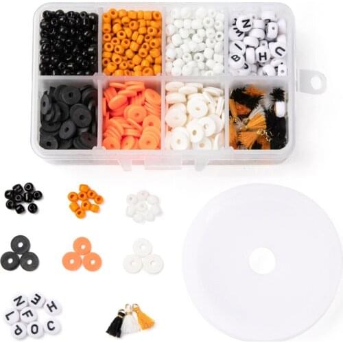 1155pcs/Box DIY Stretch Bracelets Making Kits Halloween Theme Bracelets Earring Creative Making Decor Accessories Mix Color