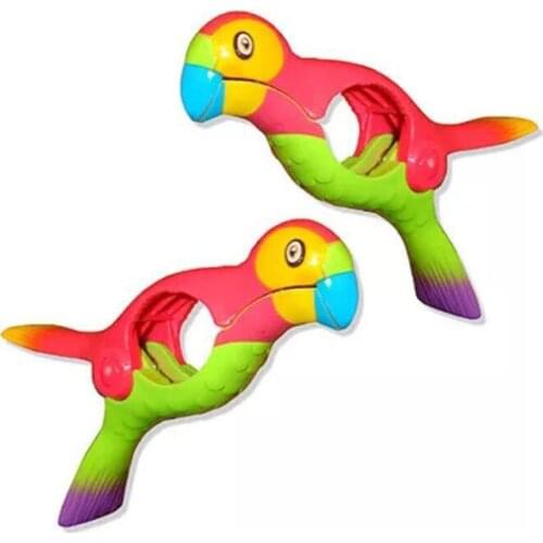 2PCS Clothespin Towel Clips Parrot Bird Plastic Beach Clothes Clip Quilt Socks Hanger Clips Prevent Wind Clothes Peg Drying Rack