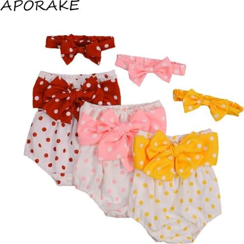 2021 0-18M Summer Toddler Baby Girl Romper+Headband Dot Print Bow Off Shoulder Sleeveless Jumpsuit Sweet Infant 2pcs