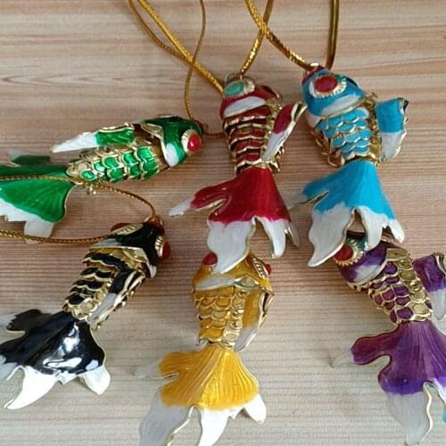 6cm Vivid Swing Enamel Koi Fish Keychain Charms Cute Women Girls Kids Gifts Cloisonne GoldFish Carp Key chain Pendant