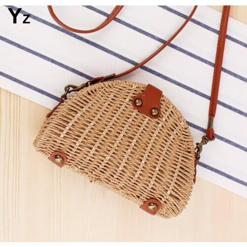 Aaby 2021 Mini Straw Messenger Bags For Women High Quality Hasp Retro Style Ladies Handbag With Floral Lining