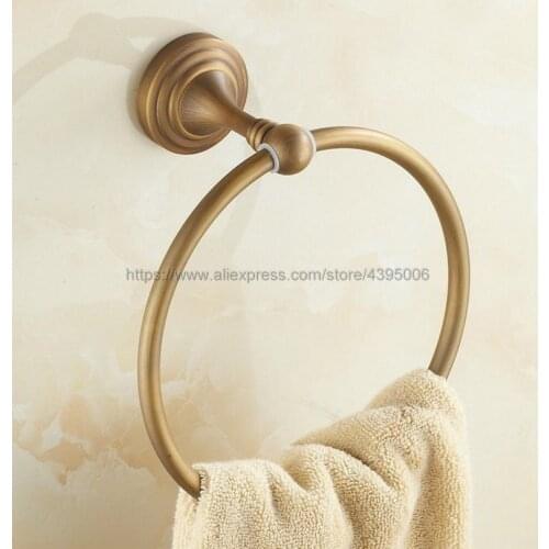 Antique Brass Round Towel Ring Towel Holder Bath Towel Bar Bathroom Accessories Bba033
