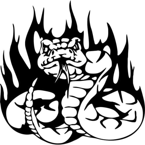 Car Sticker Snake Snake Reptile Predator Flame PVC Car Decoration Accessories Sticker Waterproof Sunscreen Black/white,15cm*15cm