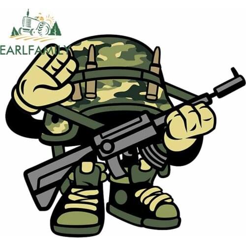 EARLFAMILY 13cm x 11cm for Funny Soldier Decal Waterproof VAN Personality Car Stickers Windows Cartoon Refrigerator Decoration