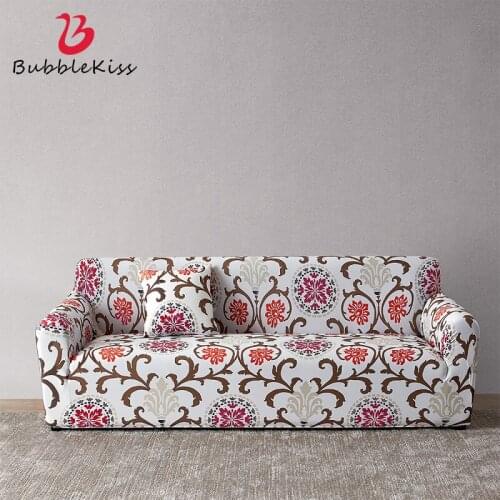 Bubble Kiss Flowers Leaves Elastic Couch Cover for Living Room Stretch Slipcover Armhair Anti-dust 1/2/3/4 Seater Sofa Covers