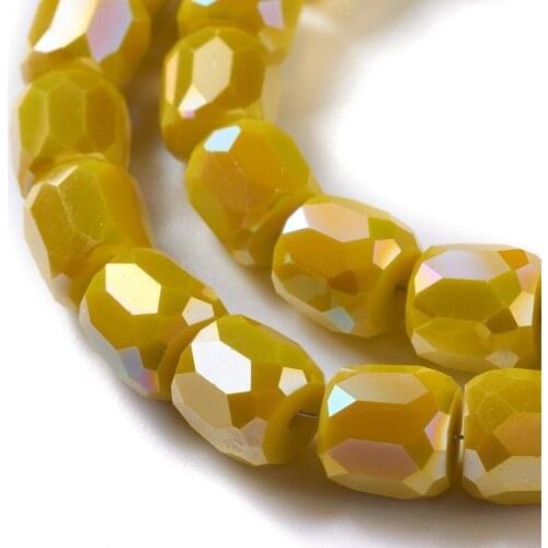 Fashewelry 50pcs 10mm Electroplate Opaque Glass Beads Faceted Barrel Beads for DIY Jewelry Making Bracelet Accessories Wholesale