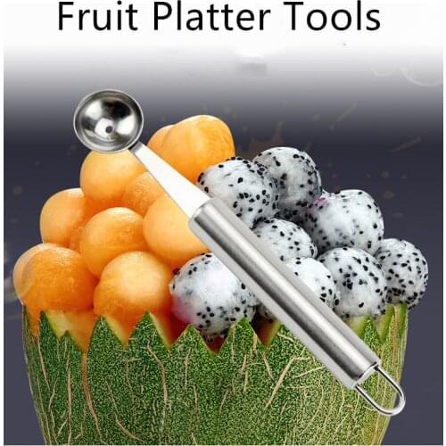 Kitchen Stainless Steel Fruit Platter Tools Carving Knife Watermelon Digging Ball Spoon Cut Fruit Tools Kitchen Stuff