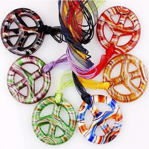 Hot Sell Wholesale Bulk 6pcs Murano Lampwork Glass Cross Pendant Silver P Silk Cords Beauty charm Necklace For womens Gift