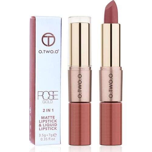 O.TWO.O 2 in 1 Matte Lipstick Lip Gloss Cosmetics Waterproof Pintalabios Batom Mate Lips Makeup Rouge 12 Colors Lip Stick