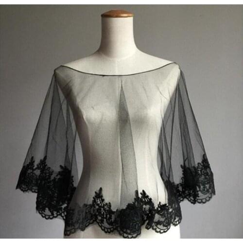 Schals kaps Boda chaquetas chales Capes tulle lace Shawl Black white ivory Wedding Dress Shrugs Bolero Coat bride Wrap Jacket