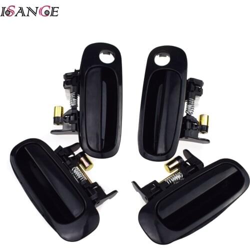ISANCE 4pcs Outside Door Handle For Chevrolet Prizm Toyota Corolla 1998 1999 2000 2001 2002 Front Rear Left Right Black
