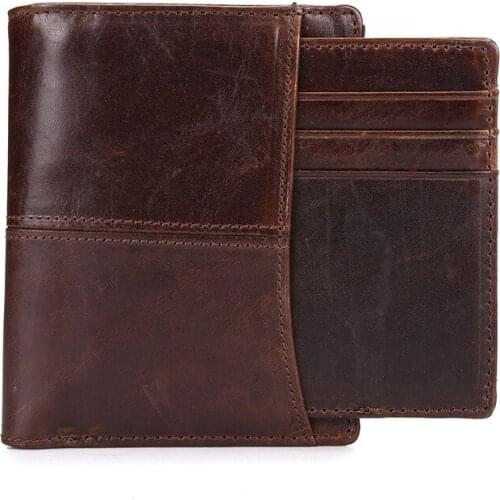 New Slim Mens Genuine Leather wallets Vintage Short Coin Pocket Purse Male Wallet credit card holder vallet billetera hombre