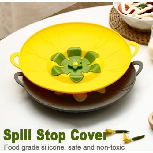 Silicone Lid Spill Stopper Cover For Pot Pan Kitchen Accessories Cooking Tools Rotatable Lid For Pot Pan Flower Cookware Utensil