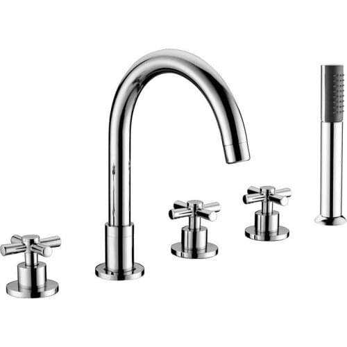 Chrome Deck Mounted 5 Piece/Set Faucet Bathroom pull out hand bathroom Sink Mixer Tap BF089