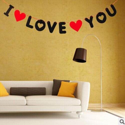 Wedding Valentines Day Decoration Banner Heart I Love You Flags Bunting Birthday Party Suppliers Banner Hanging Ornaments Decor