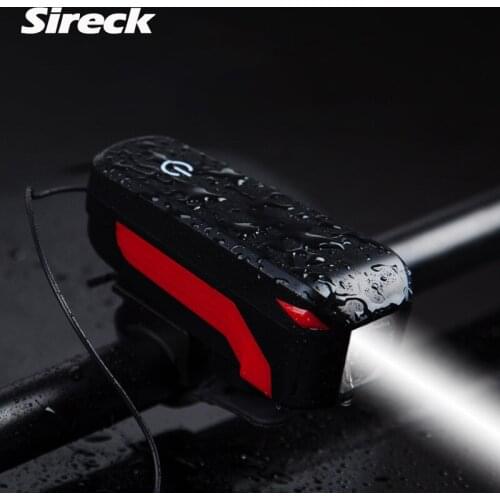 Sireck Bicycle LED Front Light Flashlight With Bell USB Rechargeable Bike Light Cycling Headlight Torch Head Lamp Accessories