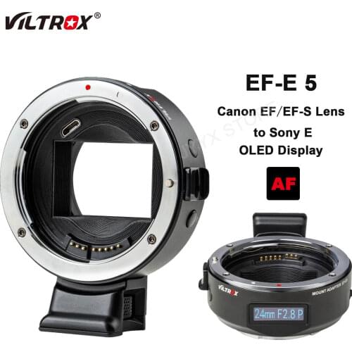 Viltrox EF-E5 Auto Focus OLED Display Lens Adapter Full Frame for Canon EF/EF-S Lens to Sony E Mount Camera NEX AII7 A7RII A6500