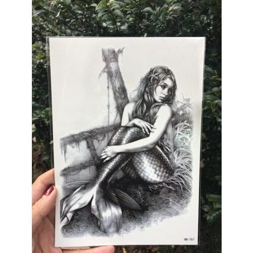 Temporary Tattoo Sticker large size body art Mermaid gril water Transfer Fake Tattoo Flash tatto for women men