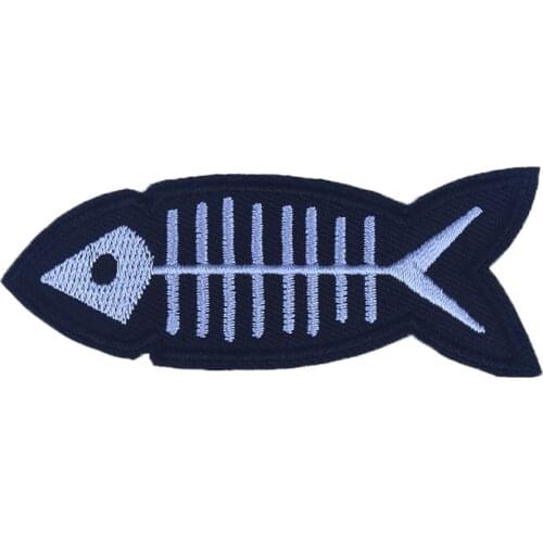 Prajna Fish Bones Embroidered Patch Cartoon Fashion Iron On Patches For Clothing Sticker Stripe DIY Applique Badge 2019 Hot Sale