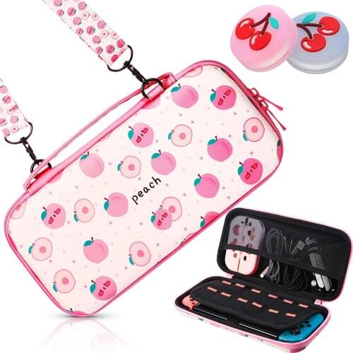 Fruit Patterns Protective Carry Case Hard Portable Travel Case with 2 Pieces Thumb Grip Caps Shell Pouch For Nintendo Switch Acc